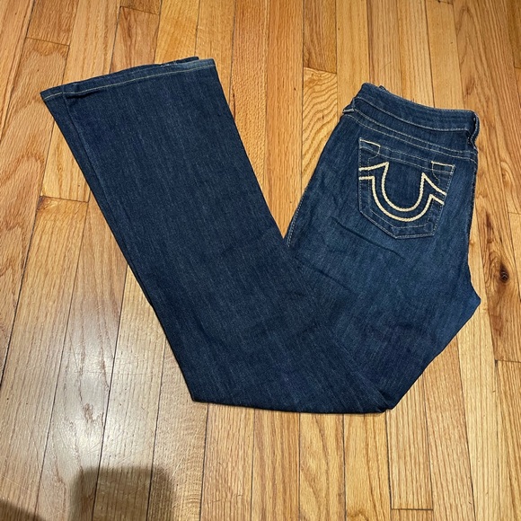 Bootcut light Distressed medium Wash western Cowgirl wide Flare indigo sz 29 - Picture 8 of 9